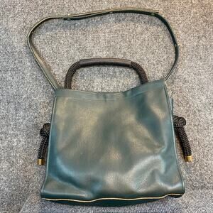ZUCCA Yacht Rope Handle Bag Green Leather Purse Tote Bucket Bag RARE